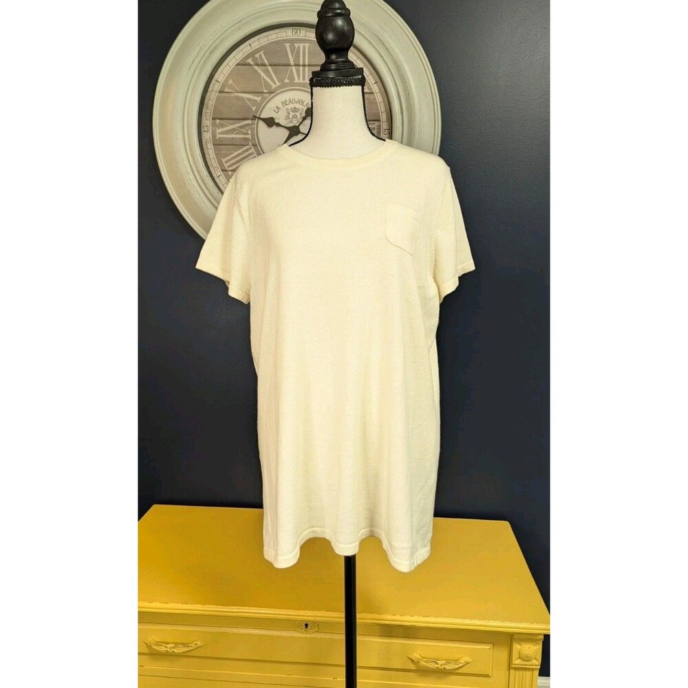 Gap Women's T-Shirt Sweater Size XL Ivory Base Layer Cotton Angora Blend Soft